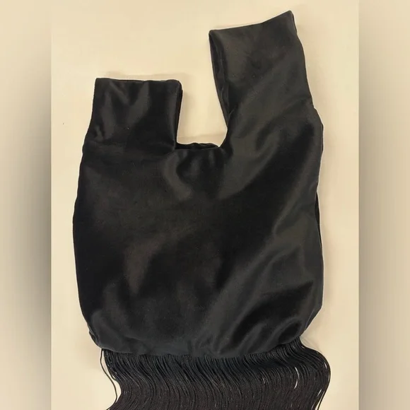 Elegant Velvet Wristlet Knot Black Mini fringe Bag - Picture 12 of 16